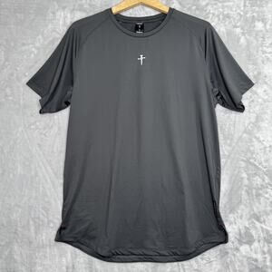 Three Nails Shirt Mens Large Gray Performance Athletic Tee Moisture Wicking USA